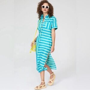 Solid & Striped Blue Oxford Tunic Maxi Dress Size Small Beach Vacation Resort